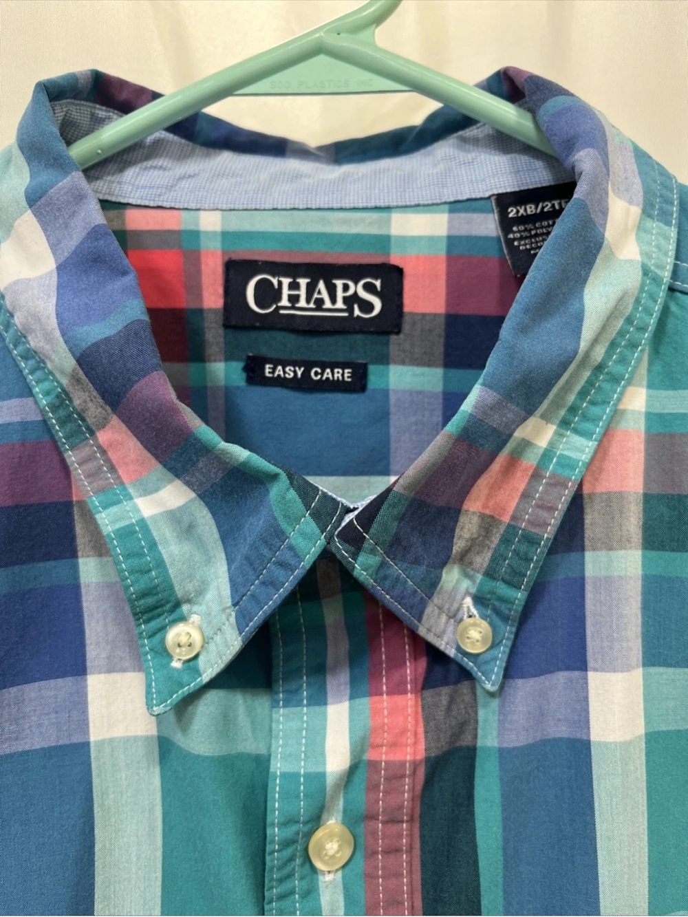 Chaps Plaid Button-Down Shirt Blue Green Red size 2XB